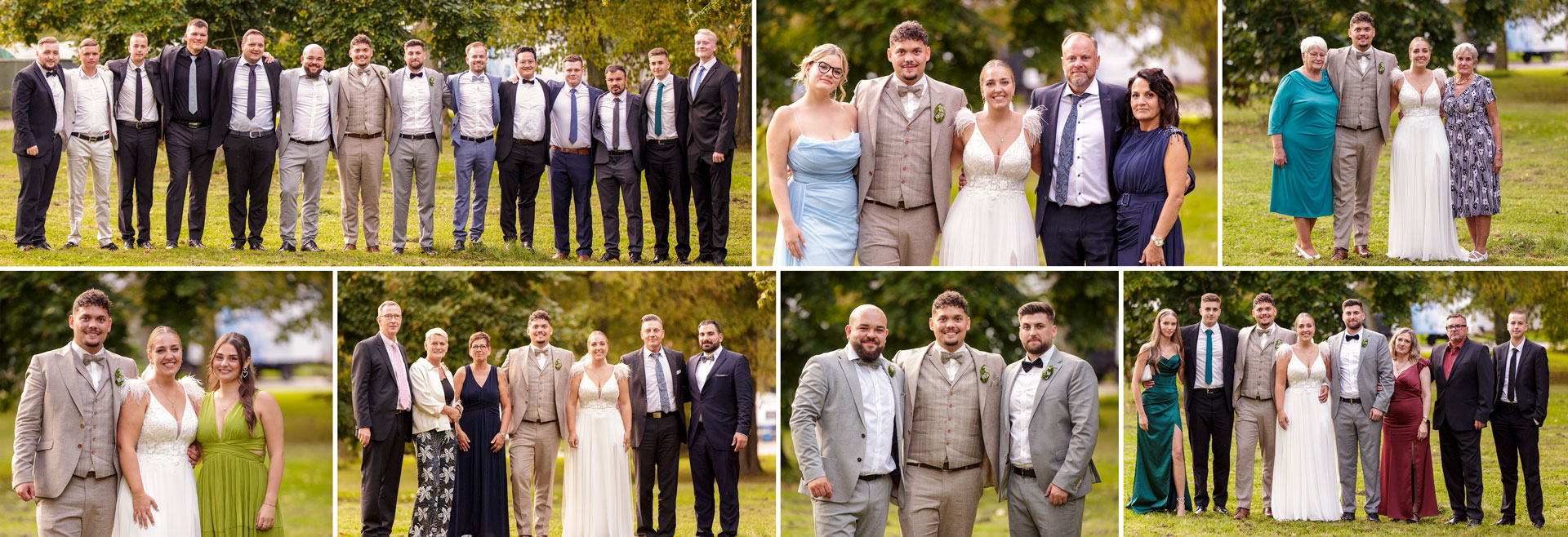 Gruppenfotos mit dem Brautpaar